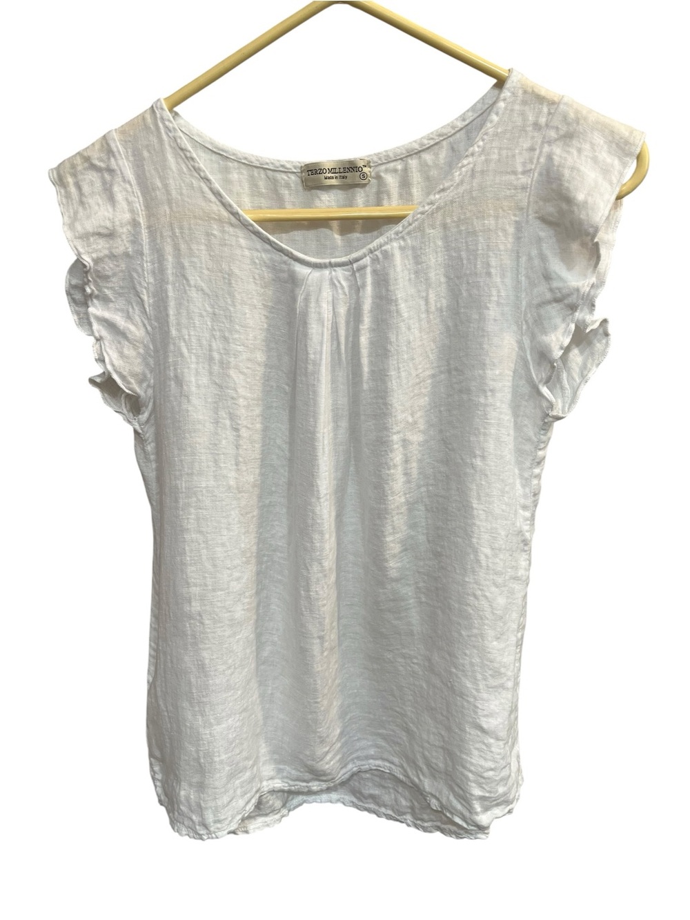 Terzo Millennio 100% Linen White Blouse Top - Made in Italy - Small